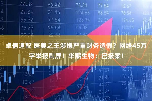卓信速配 医美之王涉嫌严重财务造假？网络45万字举报刷屏！华熙生物：已报案！