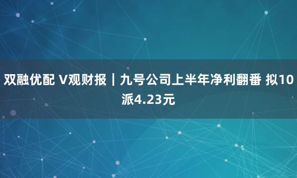 双融优配 V观财报｜九号公司上半年净利翻番 拟10派4.23元
