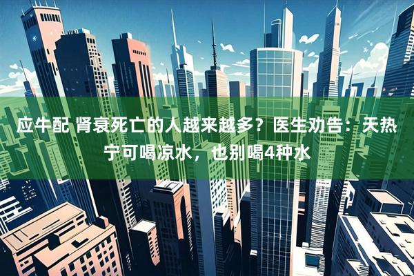 应牛配 肾衰死亡的人越来越多？医生劝告：天热宁可喝凉水，也别喝4种水
