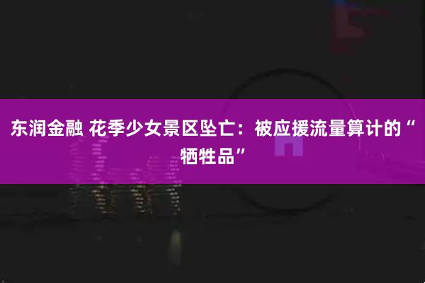 东润金融 花季少女景区坠亡：被应援流量算计的“牺牲品”